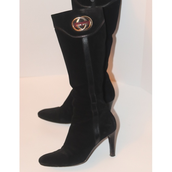 Gucci Shoes - Gucci Mid Length Knee-High Boots with Stripe